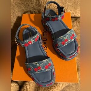 Louis Vuitton Blue and Red Platform Sandals
